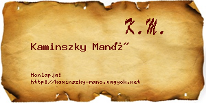 Kaminszky Manó névjegykártya